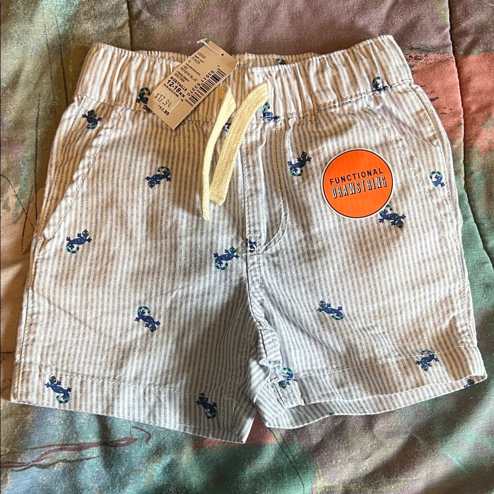 The Children's Place Striped Shorts with Blue Lizard Print